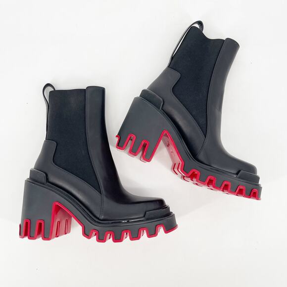 Christian Louboutin Marchacroche Duna Black  Lug Sole Ankle Chelsea Boots EU 37 - Picture 3 of 12